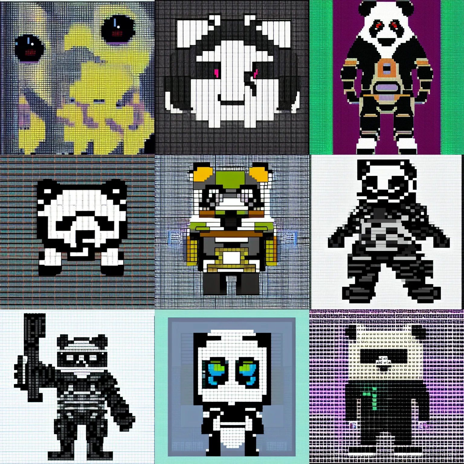 Prompt: cyberpunk panda, pixel art