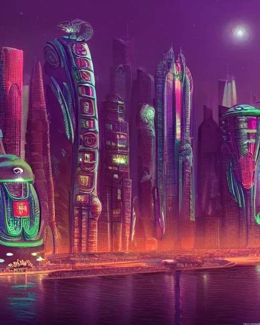 Image similar to a beautiful hyperdetailed rendering of city city by b. v. doshi, morning sun tron at night lake alien, archdaily, wallpaper, highly detailed, trending on artstation.