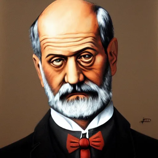 Prompt: a portrait of sigmund freud in the style of bansky