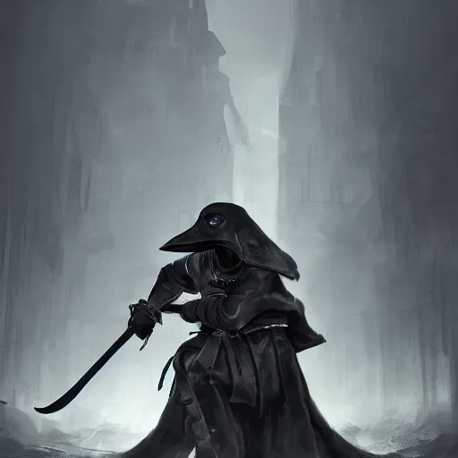 Image similar to plague doctor samurai, dynamic lighting, fantasy concept art, trending on art station, stunning visuals, creative, cinematic, ultra detailed, extreme detailed, 8 k, detailed