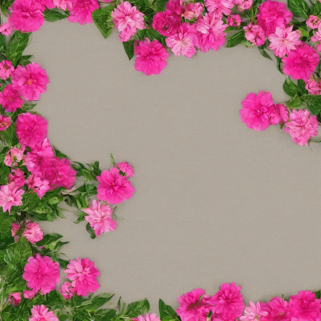 Prompt: a frame of pink flowers with empty space in between, graphic design backrground