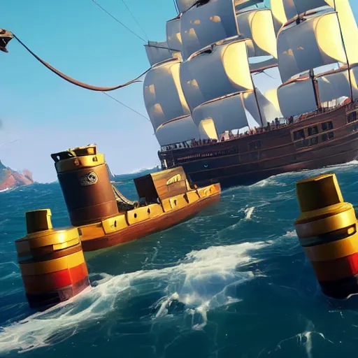 Image similar to a racing game set in sea of thieves