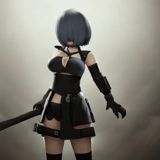 Image similar to 2B nier automata in team fortress 2, detailed, artstation, concept art, Unreal Engine 5, gameplay screenshot, 8K