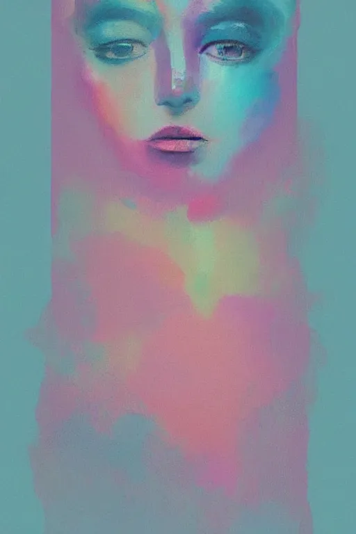 Prompt: the abstract painting of an image of a lady, artistic, pastel soft colors, flat illustration by joshy frost
