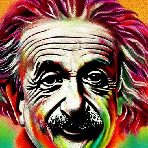 Image similar to Albert Einstein first LSD trip 4k detail