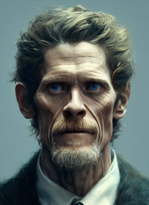 Image similar to williem dafoe as oscar diggs, intricate, d & d, fantasy, art nouveau, digital painting, trending on artstation, sharp focus, illustration, global illumination, ray tracing, art by artgerm and greg rutkowski and ruan jia