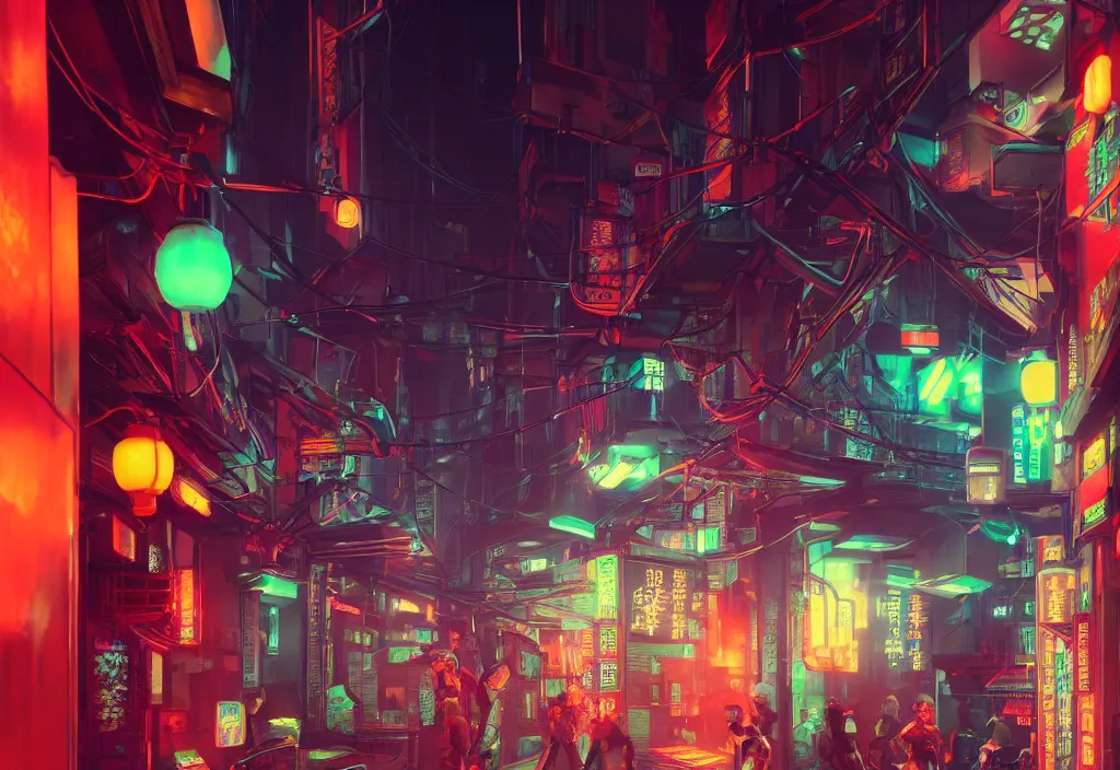 a futuristic cyberpunk japanese izayaka alley with | Stable Diffusion ...