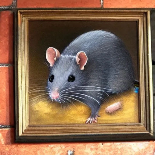 Image similar to painting of a rat!!!!!!!!!!!!!, painting of a rat!!!!!!!!!!!!! high definition picture of a painting of a rat with a rat head, on a wall, with only the body of the ( ( ( ( ( ( mona lisa ) ) ) ) ) )