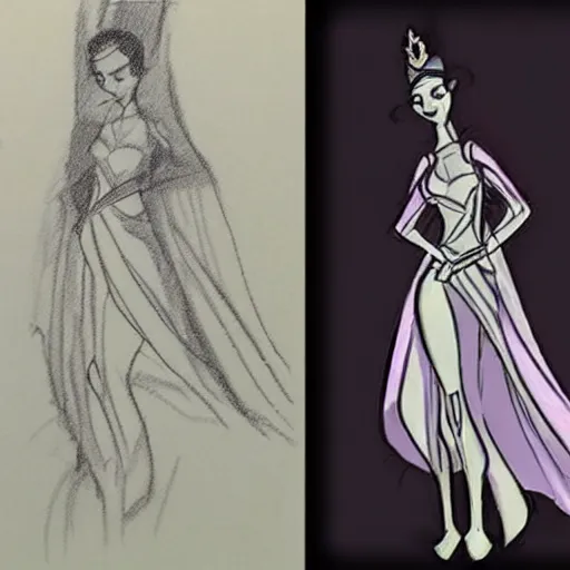 Image similar to milt kahl sketch of victoria justice as princess padme from star wars episode 3