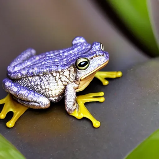 Prompt: a frog wearing diamond armor