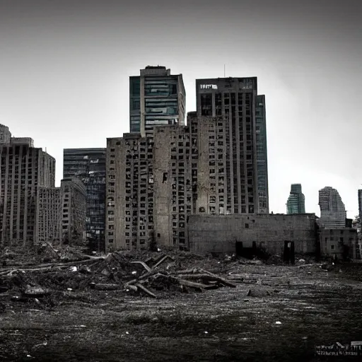 Image similar to a photo of a city abandoned by humans