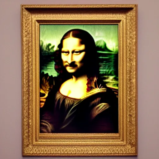 Image similar to Mona Lisa with a beard and moustache