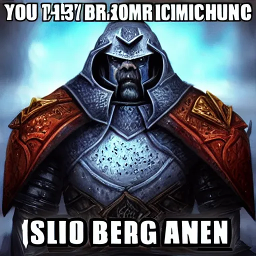 Image similar to big chin gigachad wearing lich king armor