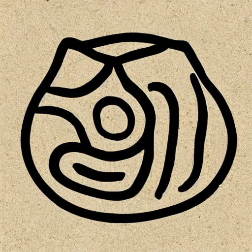 Prompt: a modern graphic design logo of a dumpling, ink stamp on paper