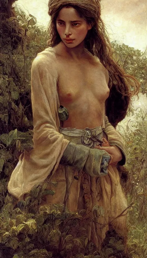 Prompt: epic masterpiece young emanuelle beart as peasant, sweaty skin, hyperrealistic, octane render, cinematic, beautiful face and flawless skin, perfect hands, 5 fingers, by edgar maxence and ross tran and michael whelan, legends of runeterra