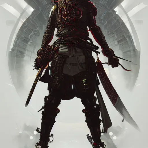 Image similar to cyberpunk samurai ,with techware , D&D, intricate, elegant, highly detailed, digital painting, japanese , altered carbon style,trending on artstation, concept art, illustration, art by Artgerm and Greg Rutkowski and Alphonse Mucha