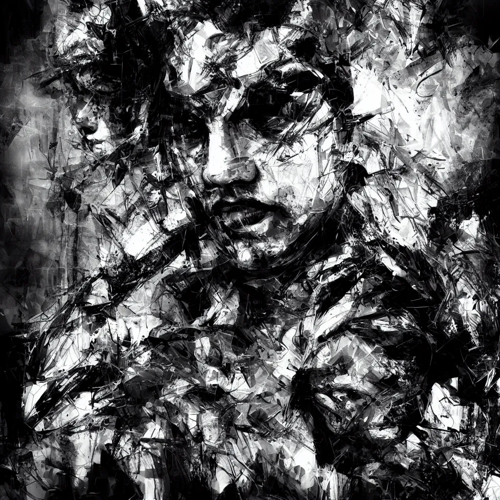 Image similar to black and white full shot cinematographic man abstract expressionism quality render unreal engine 5, 3 d by russ mills