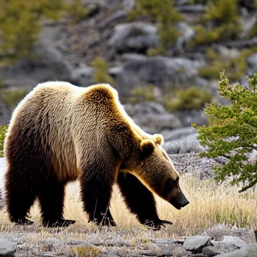 Prompt: cenozoic grizzly bear nature photography