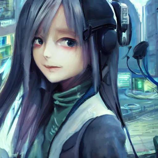 Image similar to dynamic composition, motion, ultra-detailed, incredibly detailed, a lot of details, amazing fine details and brush strokes, colorful and grayish palette, smooth, HD semirealistic anime CG concept art digital painting, watercolor oil painting of Clean and detailed post-cyberpunk sci-fi close-up schoolgirl in asian city in style of cytus and deemo, blue flame, relaxing, calm and mysterious vibes,, by a Chinese artist at ArtStation, by Huang Guangjian, Fenghua Zhong, Ruan Jia, Xin Jin and Wei Chang. Realistic artwork of a Chinese videogame, gradients, gentle an harmonic grayish colors. set in half-life 2, Matrix, GITS, Blade Runner, Neotokyo Source, Syndicate(2012), dynamic composition, beautiful with eerie vibes, very inspirational, very stylish, with gradients, surrealistic, dystopia, postapocalyptic vibes, depth of field, mist, rich cinematic atmosphere, perfect digital art, mystical journey in strange world