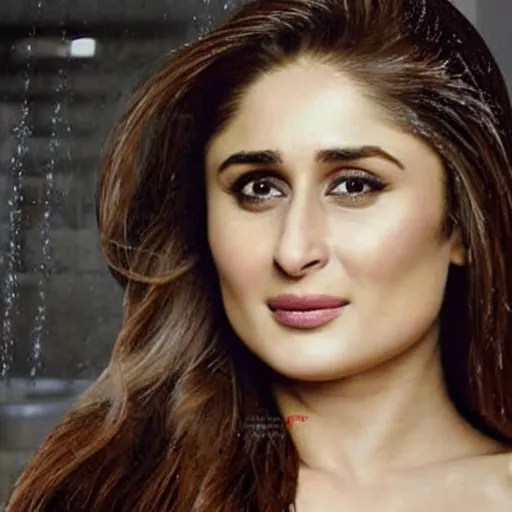 Image similar to kareena kapoor portrait in shower, realistic