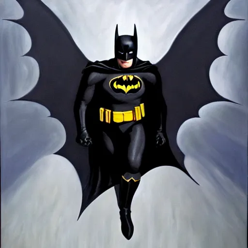 Image similar to Painting of a batman dark knight by Christopher Nolan oil painting