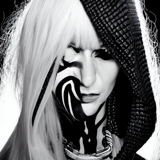 Image similar to zeff black and white photoshoot die antwoord ninja