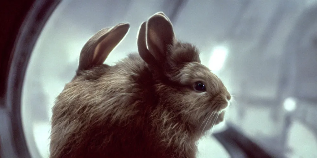 Prompt: a rabbit in the movie star wars empire strikes back screenshot