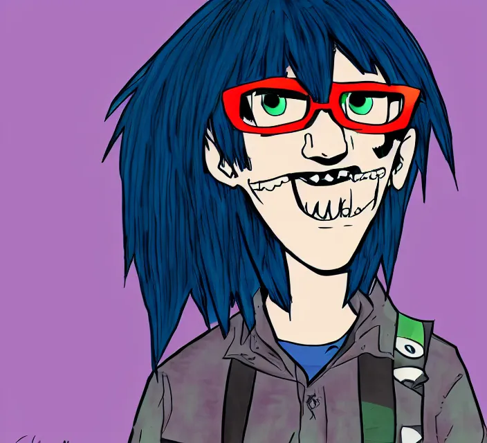 Image similar to a digital drawing of young neil cicierega in a emo / scene the gorillaz style, trending on pixiv, trending on deviantart