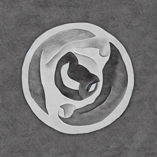 Prompt: symetrical yin yang symbol made of wolf fur