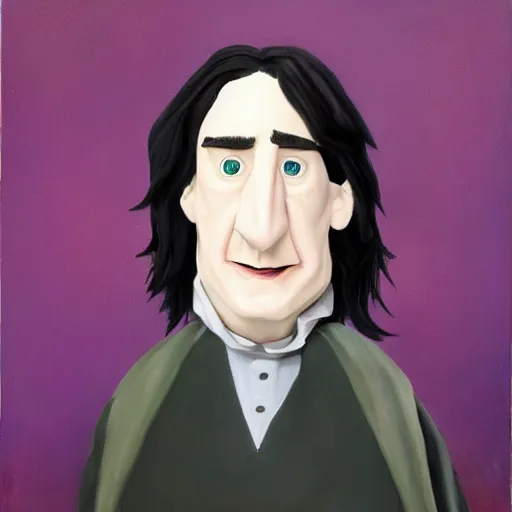 Prompt: A portrait of Severus Snape depicted as a muppet, oil painting