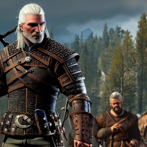 Image similar to Geralt of Rivia giving a thumbs up