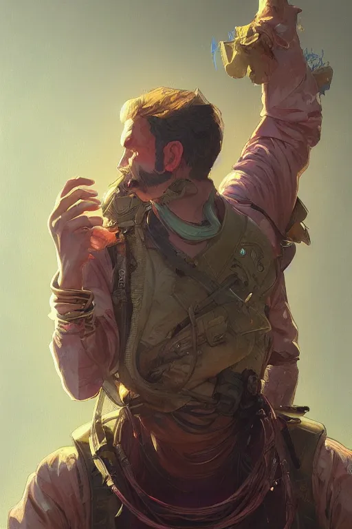 Image similar to character Mario, disco elysium, highly detailed, digital painting, artstation, concept art, smooth, sharp focus, illustration, art by artgerm and greg rutkowski and alphonse mucha and Wayne Barlowe and Zdislav Beksinski and Francis Bacon