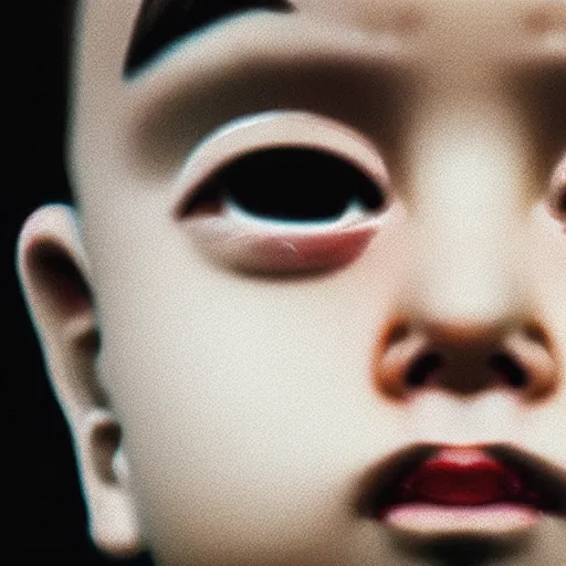 Prompt: sad kid. close up. Heavy digital glitch