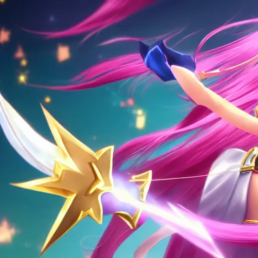 Prompt: star guardian ahri 8 k photorealistic league of legends wallpaper