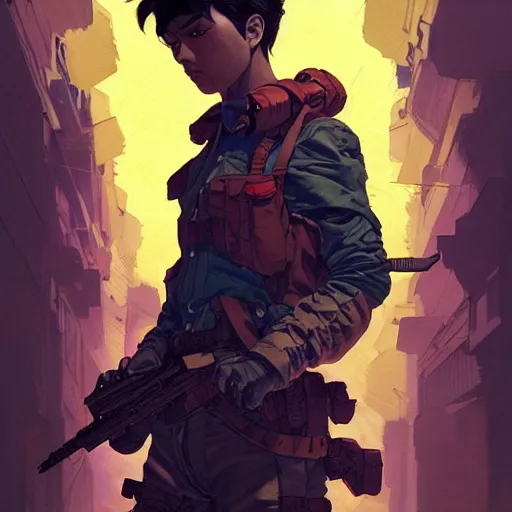 Image similar to prompt : stealthy rogue adventure character portrait soft light painted by james jean and katsuhiro otomo and erik jones, inspired by akira anime, smooth face feature, intricate oil painting, high detail illustration, sharp high detail, manga and anime 1 9 9 9