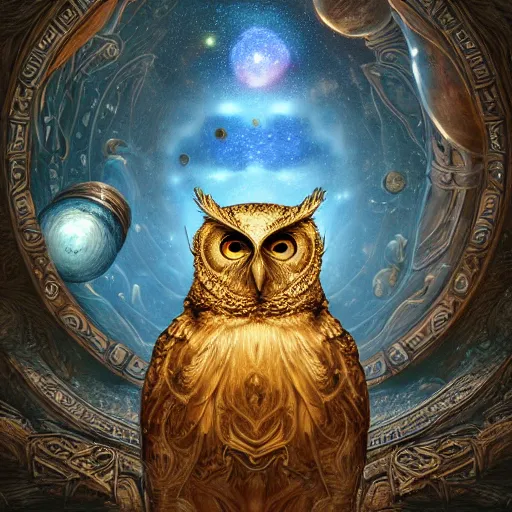 the portrait of a smiling golden owl in the depths of | Stable Diffusion |  OpenArt