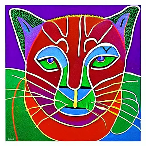 Prompt: cats in the style of Laurel Burch