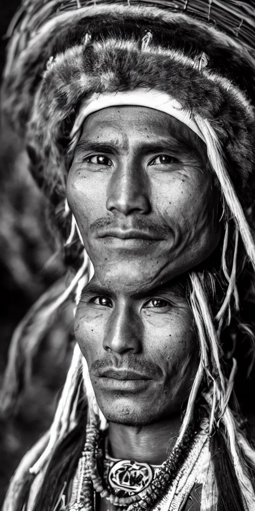 Prompt: portrait of indigenous peruvian man. tupac amaru ii in 1 7 8 1. unreal 5, hyper realistic, realistic, photo realistic, dynamic lighting, highly detailed, cinematic landscape, studio landscape, studio lighting