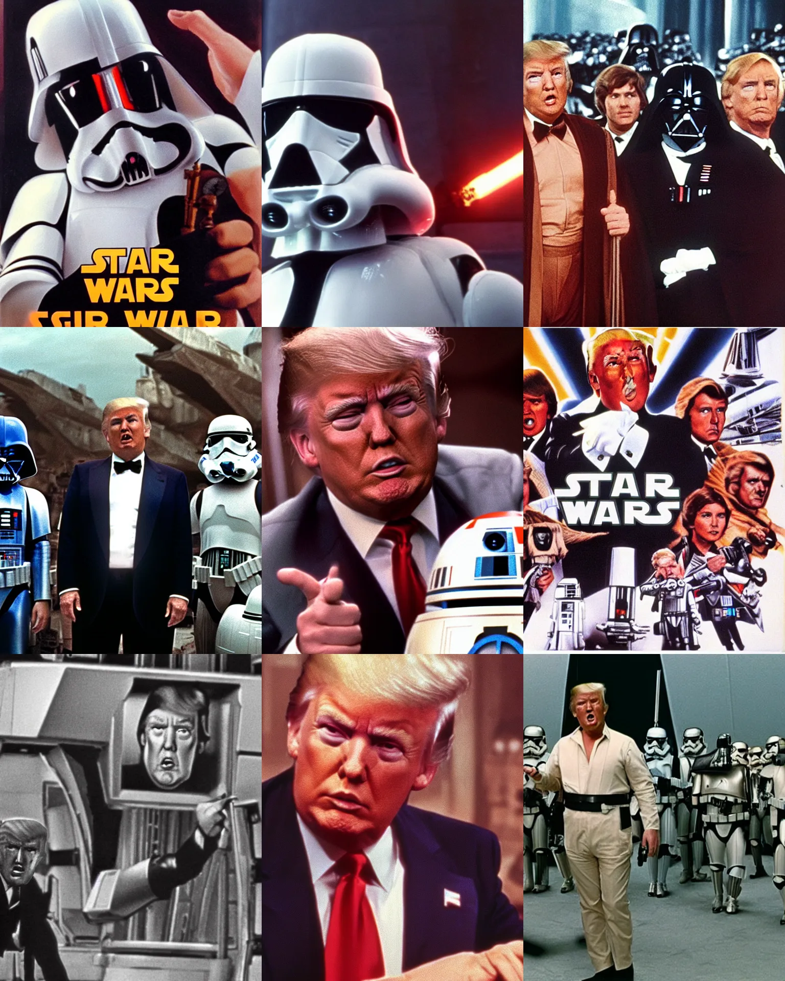 Prompt: Donald Trump as C-P3O in Star wars (1977) cinemascope and technicolor