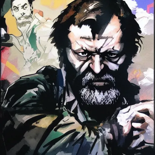 Prompt: slavoj zizek in a jojo pose, oil on canvas by yoji shinkawa and greg rutkowski