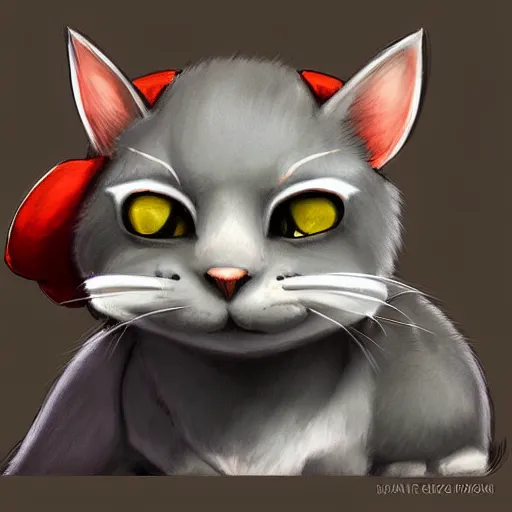 Prompt: sly grey american shorthair cat as teemo from league of legends, digital painting, passport photo, artwork by ross tran + ramond swanland