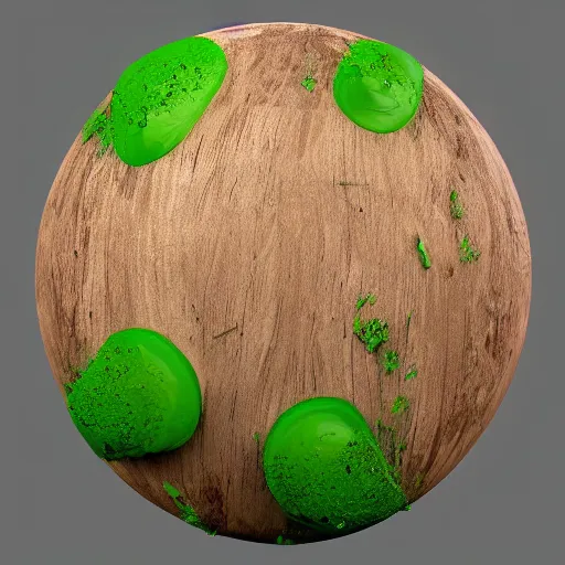 Image similar to wood cane with green slime on it, octane render