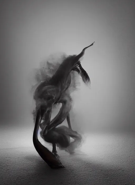 Prompt: a Photorealistic dramatic hyper realistic render of a glamorous Mexican Nahual smoke animal by Ken Brower and Deborah Ory, Lois Greenfield, Beautiful dynamic dramatic dark moody lighting, volumetric, shadows, cinematic atmosphere, Octane render, 8K