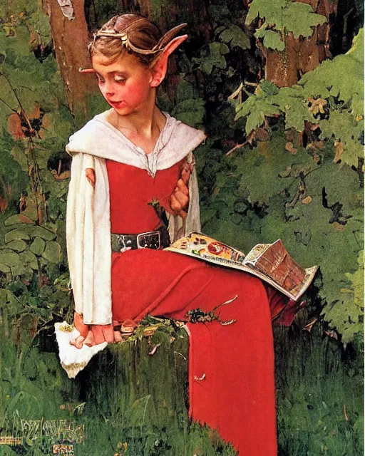 Prompt: a beautiful elf princess by norman rockwell