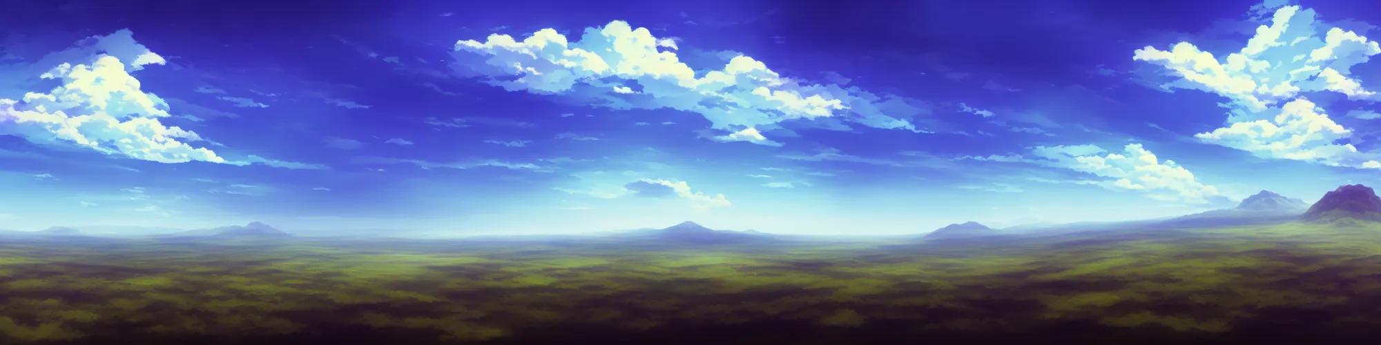 Image similar to panorama view of the sky. matte painting, anime, studio ghibli. professional digital painting, artstation, concept art, smooth, beautiful, cinematic. no mountains and trees.