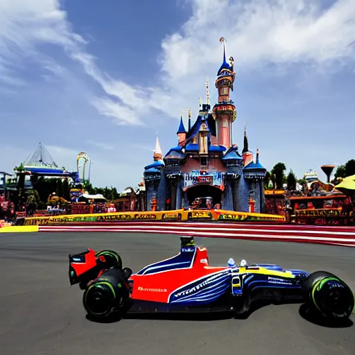 Image similar to formula 1 race in disneyland