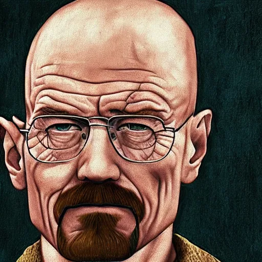 Image similar to a renaisense painting of walter white.