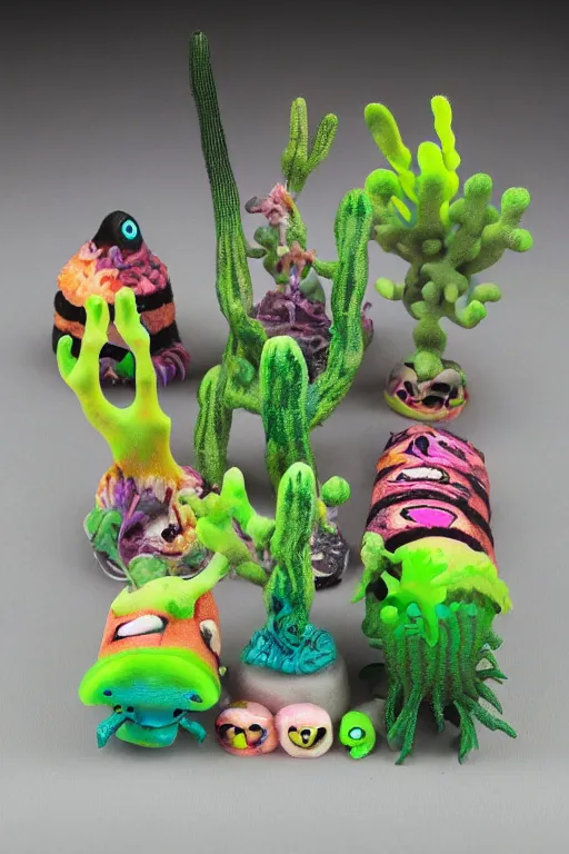 Image similar to creature sushi roots cactus elemental flush of force nature micro world fluo light deepdream