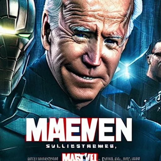 Prompt: movie poster for Marvel Studio's 'Joe Biden Fights Some Aliens'