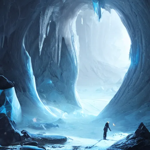 Prompt: a portal from the ice world to the fire world, both can seen, unreal engine fantasy art, fantasy digital art, octane render, beautiful composition, trending on artstation, award-winning photograph, masterpiece